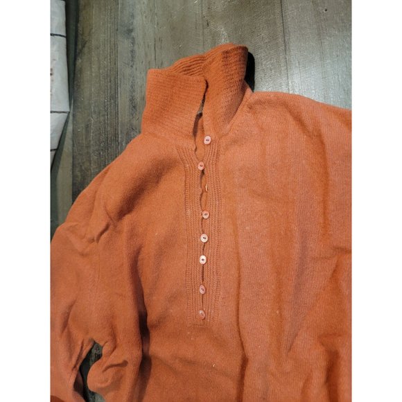 Colebrook landur lambs wool Orange quarter button up top women's collared - Picture 2 of 4